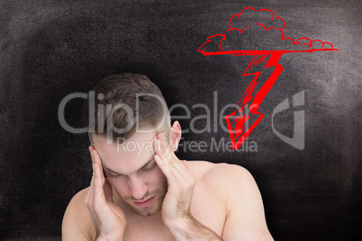 Composite image of man with headache