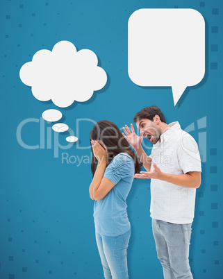 Composite image of angry man shouting at girlfriend