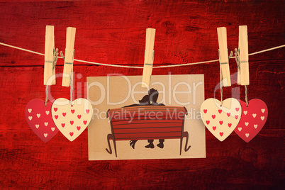 Composite image of couple on bench