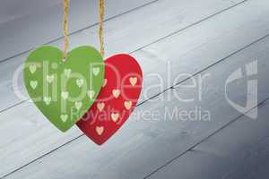 Composite image of cute heart decorations