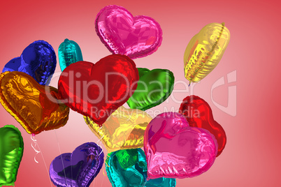 Composite image of heart balloons