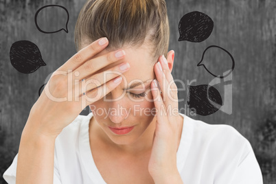 Composite image of woman with headache