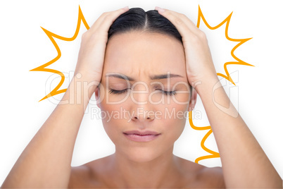 Composite image of woman with headache