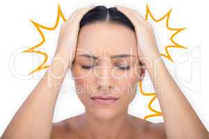 Composite image of woman with headache