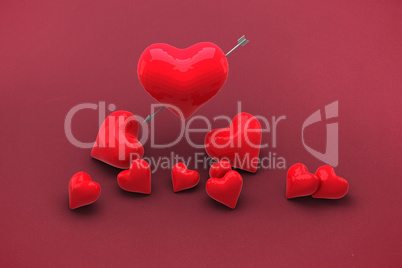 Composite image of red love hearts