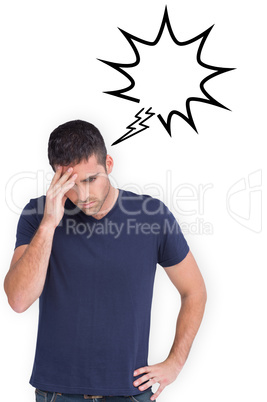 Composite image of man with headache Composite image of man with headache