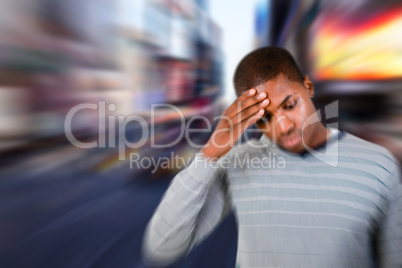 Composite image of man with headache