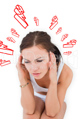 Composite image of woman with headache