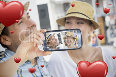 Couple taking Valentines selfie