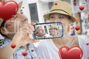 Couple taking Valentines selfie