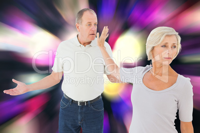 Composite image of older couple having an argument