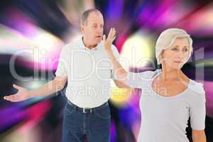 Composite image of older couple having an argument