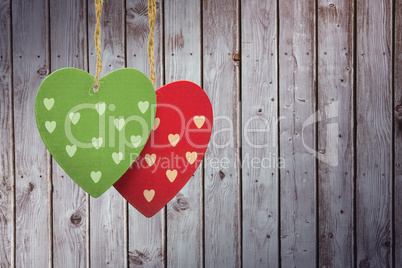 Composite image of cute heart decorations