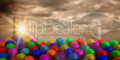 Composite image of colourful balloons