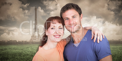 Composite image of couple looking at the camera