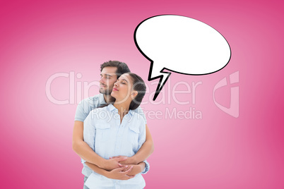 Composite image of cute couple embracing with eyes closed