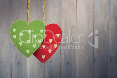 Composite image of cute heart decorations