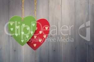 Composite image of cute heart decorations