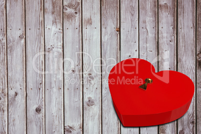 Bright red heart shaped lock