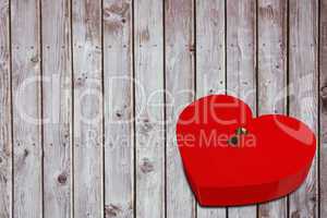 Bright red heart shaped lock