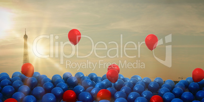 Composite image of red and blue balloons