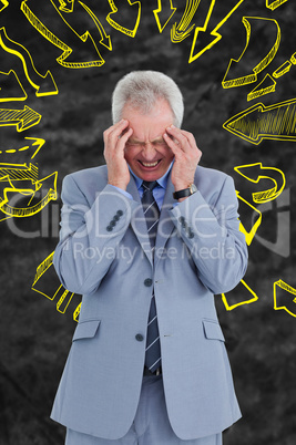 Composite image of man  with headache