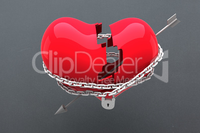 Composite image of locked heart