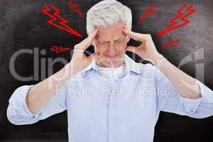 Composite image of man with headache