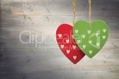 Composite image of cute heart decorations