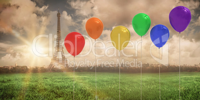 Composite image of colourful balloons