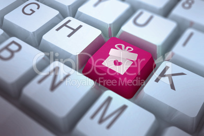 Composite image of gift with heart Composite image of gift with heart