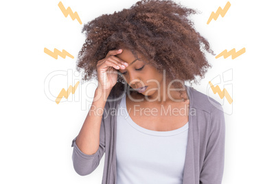 Composite image of woman with headache