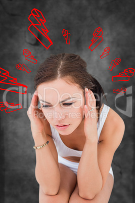 Composite image of woman with headache