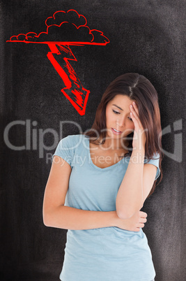 Composite image of woman with headache