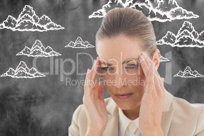 Composite image of woman with headache