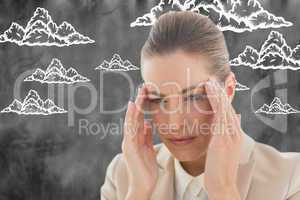 Composite image of woman with headache