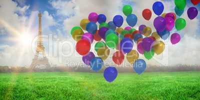 Composite image of colourful balloons