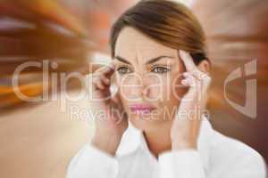 Composite image of woman with headache