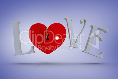 Composite image of love with lock and key