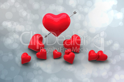 Composite image of red love hearts