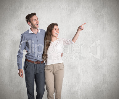 Composite image of full length of couple looking away