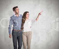 Composite image of full length of couple looking away