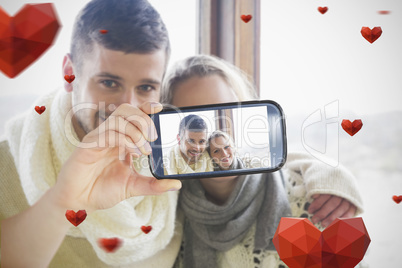 Couple taking Valentines selfie