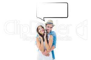 Composite image of happy hipster couple smiling at camera