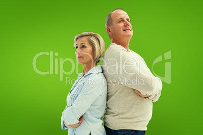 Composite image of mature couple standing and thinking