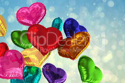 Composite image of heart balloons