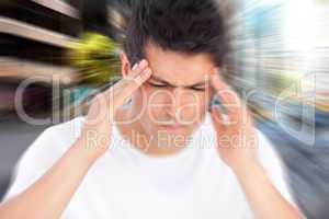 Composite image of man with headache