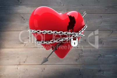 Composite image of locked heart