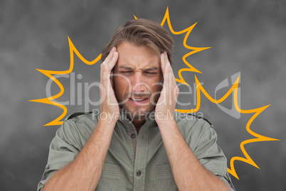 Composite image of man with headache