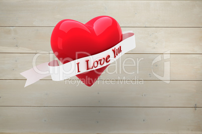 Composite image of heart with scroll